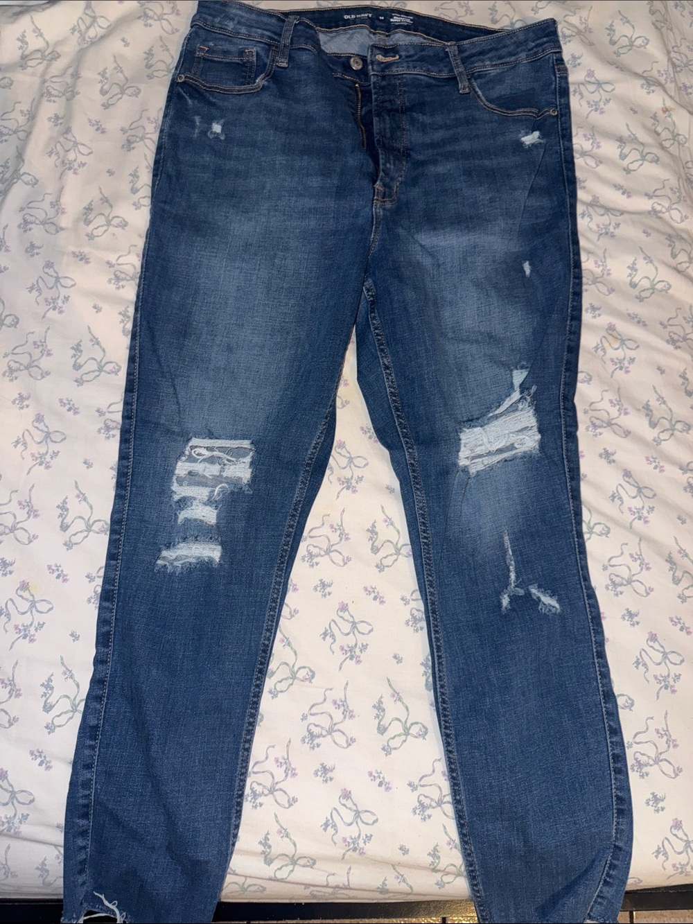Old Navy Blue Distressed Skinny Jeans